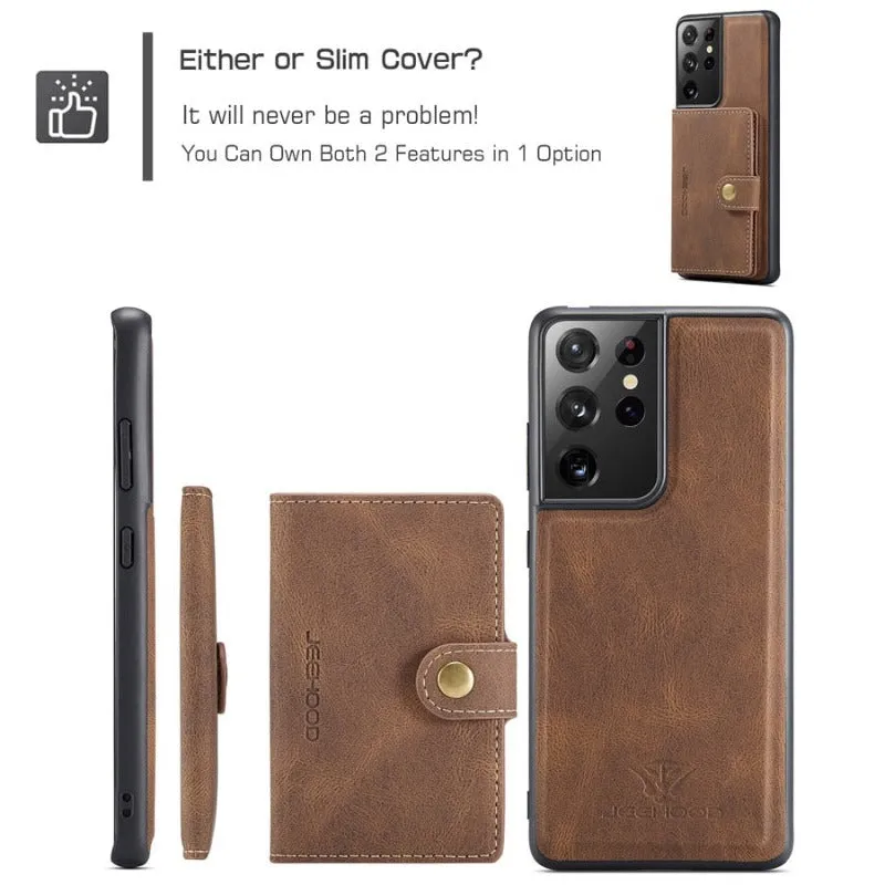 Magnetic Leather Phone Case With Wallet Flip Card Slot For Samsung