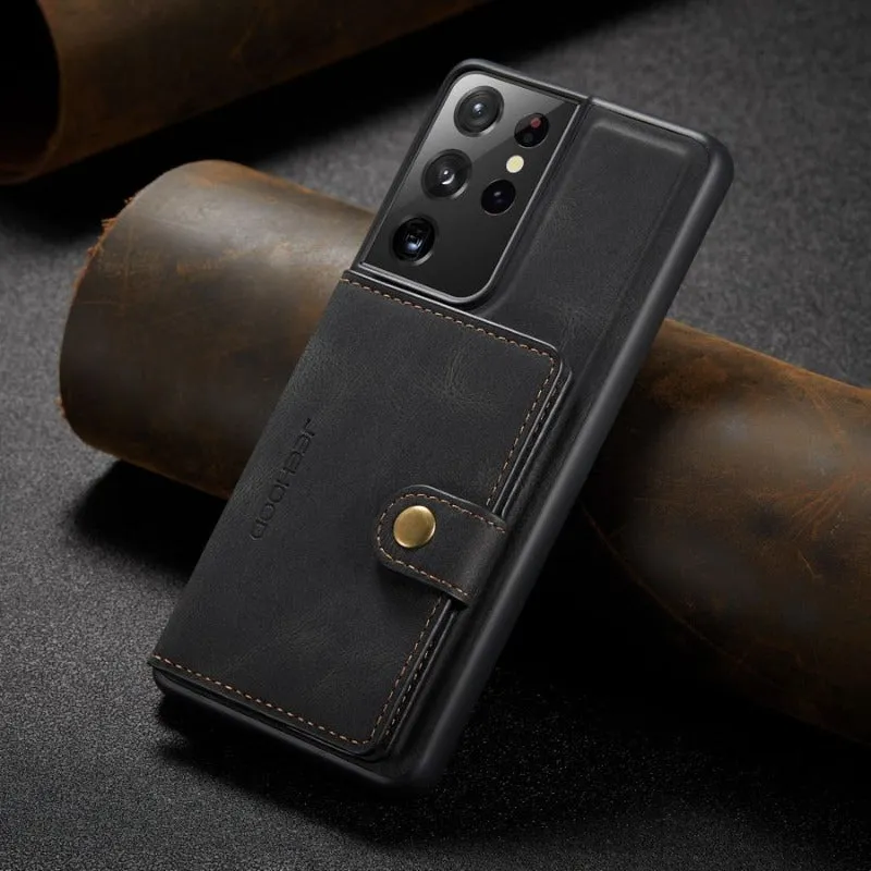 Magnetic Leather Phone Case With Wallet Flip Card Slot For Samsung