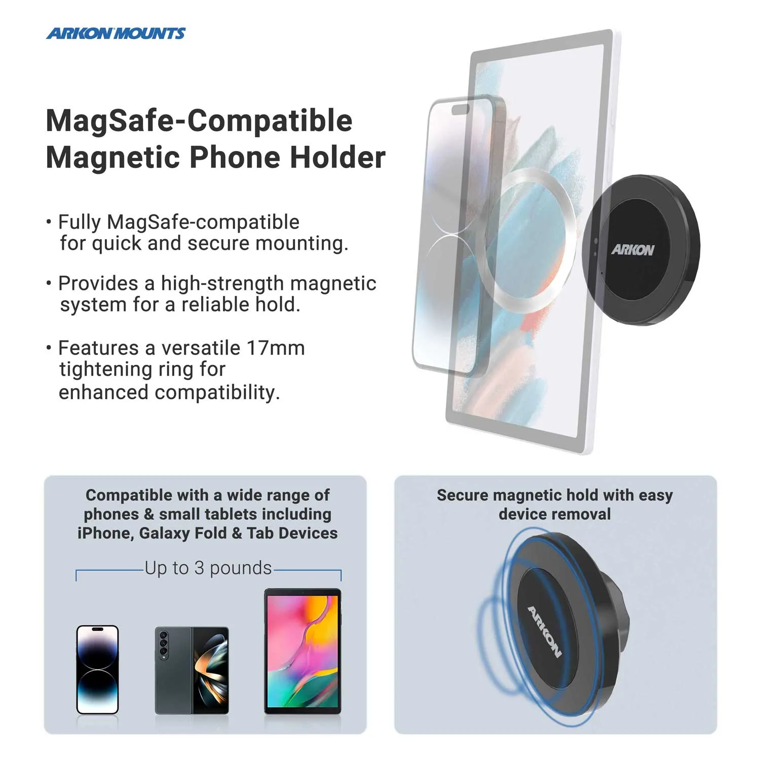 Magnetic Phone Holder with Car Cup Mount - MagSafe Compatible