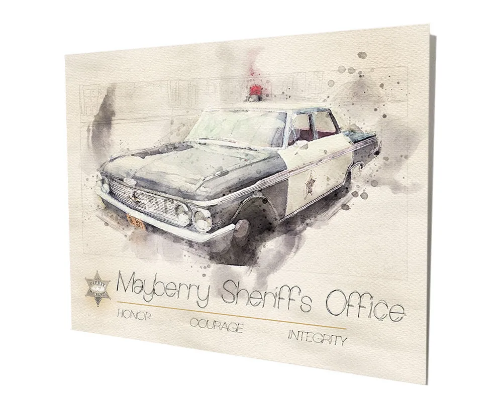 Mayberry Sheriff's Office Squad Car Aluminum Stand Off Wall Decor