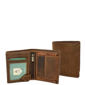 Mens Distressed Leather Wallet Coins Credit Cards Note Case A108 Tan