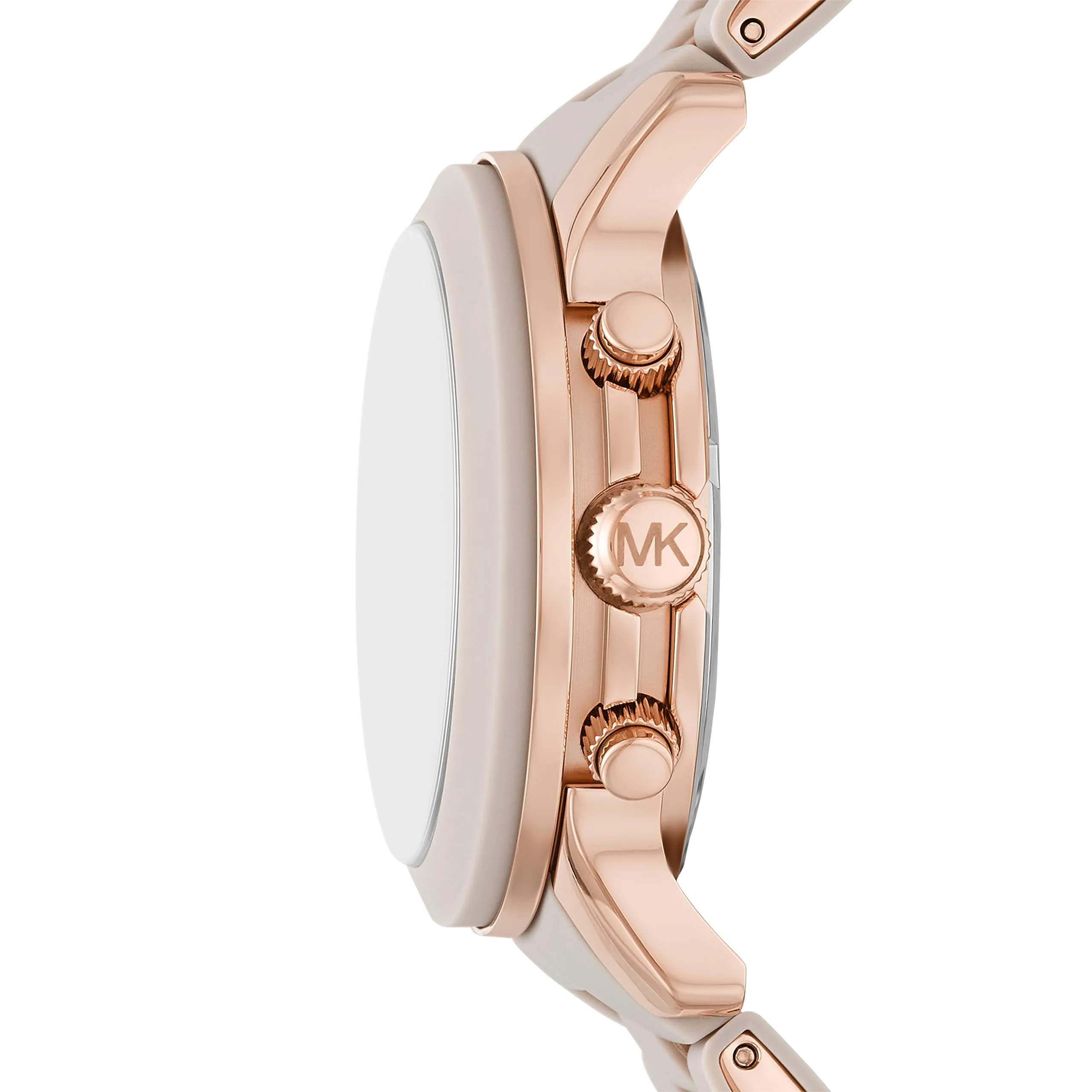 Michael Kors Stainless Steel Women Iconic Reissue Runway Chronograph Watch, 38Mm, Rose Gold/Beige, Runway