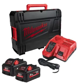 Milwaukee M18HNRG-552X 18V High Output Battery & Charger Kit with 2 x 5.5Ah Battery, Charger & Case 4933480683