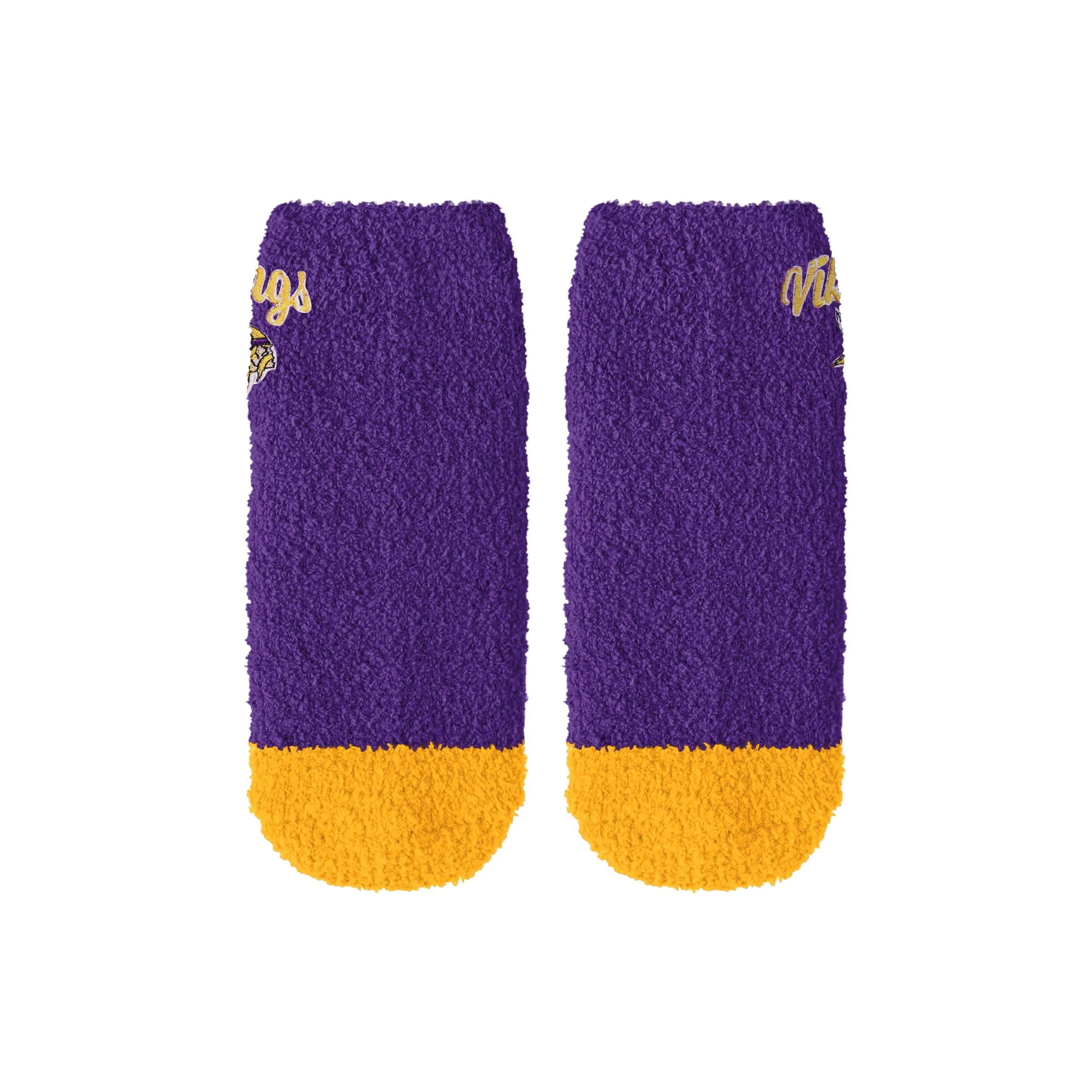 Minnesota Vikings NFL Womens 2 Pack Script Logo Fuzzy Ankle Socks