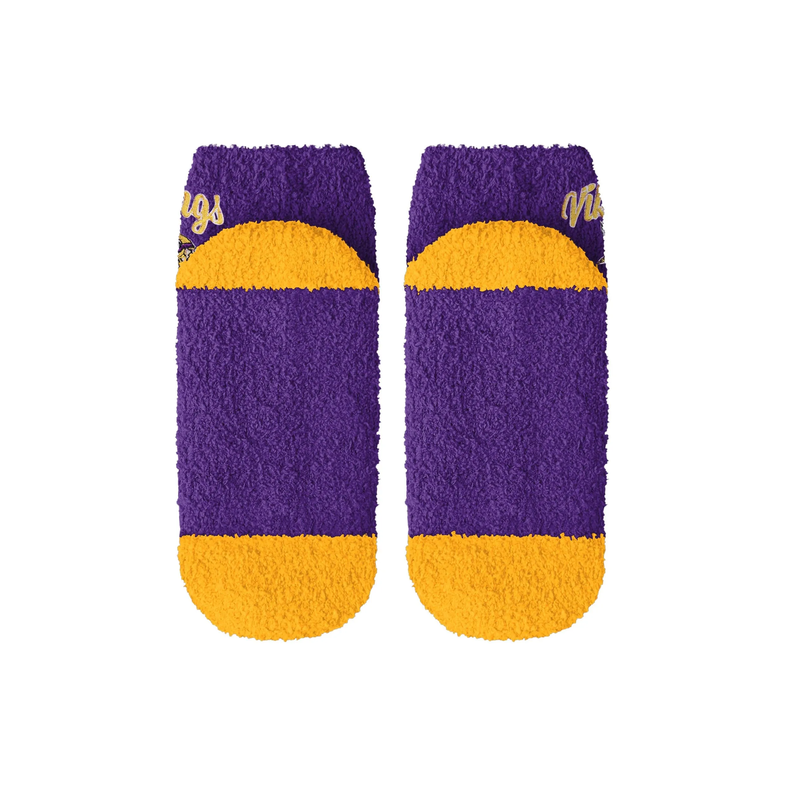 Minnesota Vikings NFL Womens 2 Pack Script Logo Fuzzy Ankle Socks