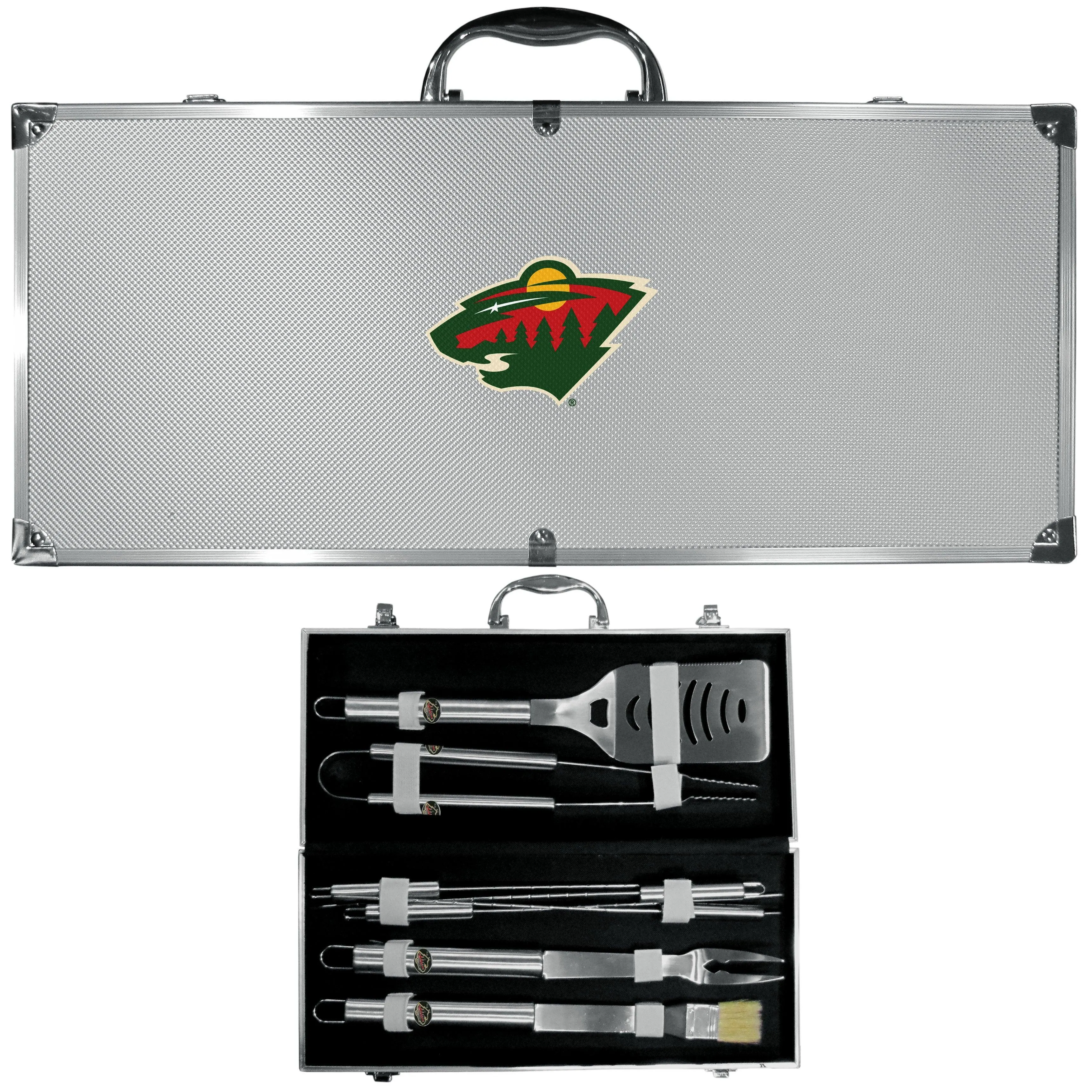 Minnesota Wild® 8 pc Stainless Steel BBQ Set w/Metal Case