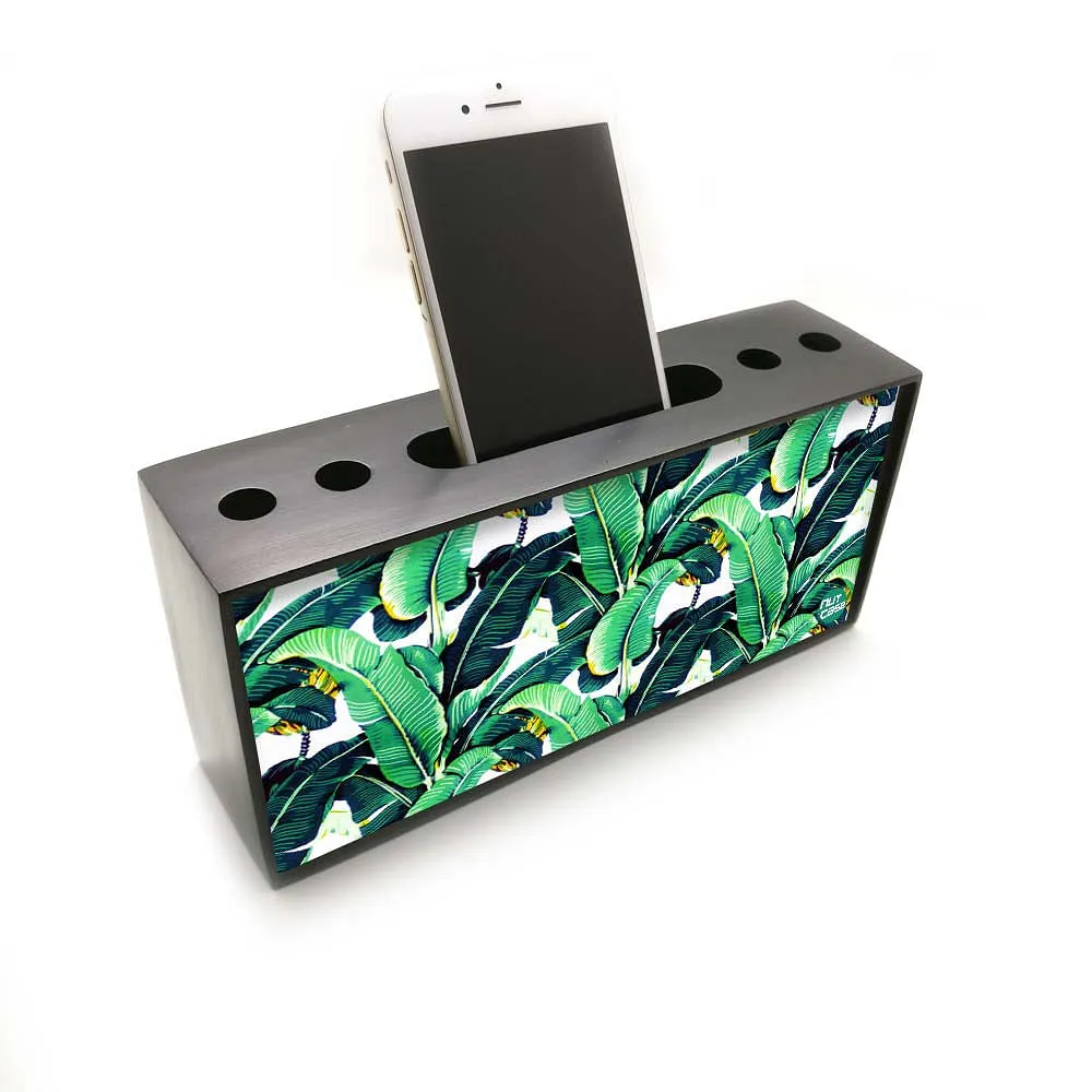 Mobile Phone Holder Pen Desk Organizer for Office - Banana Leaves