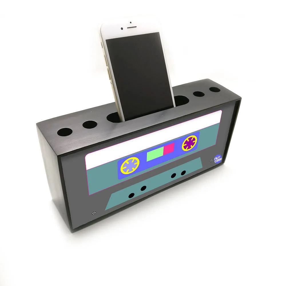 Mobile Phone Holder Pen Desk Organizer for Office Use - Cassette Music