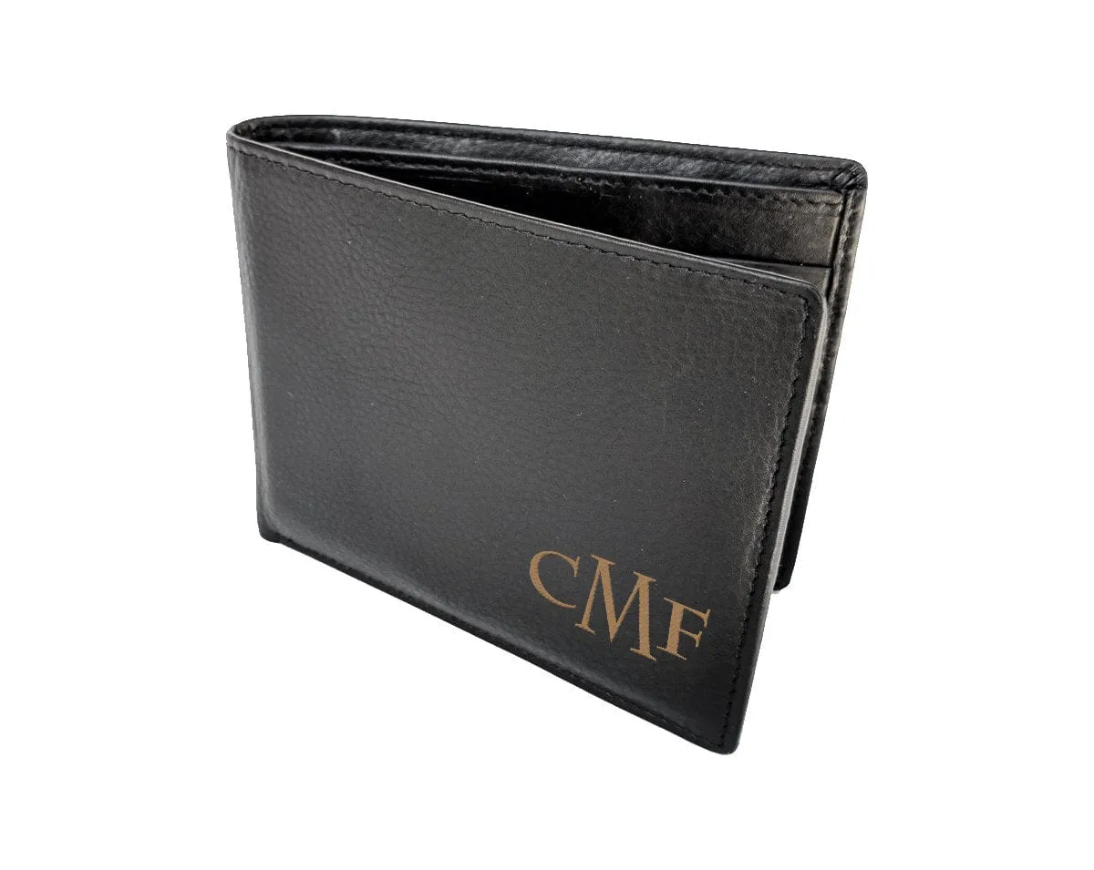 Monogram Engraved Custom Black Wallet Birthday Gift for Men Women Wedding Party Thank You Gifts RFID Block Wallets Groomsmen Initials Favors