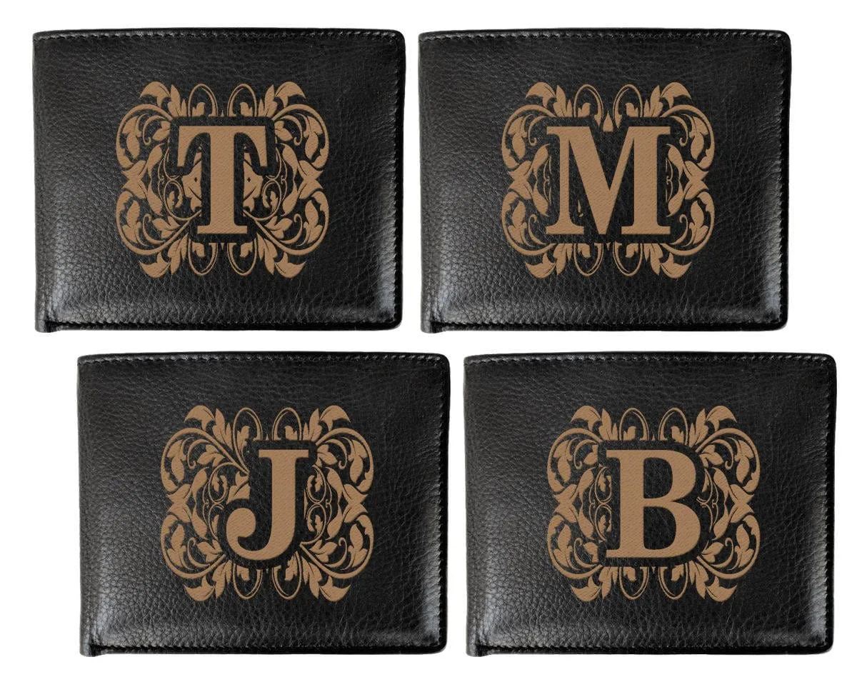 Monogram Initial Custom Leather Travel Wallet- RFID Blocking Tech Fathers Husbands Birthday Boyfriend Anniversary Engraved Gift for Him Her