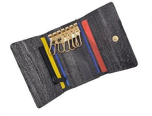 New Waterproof Eel Skin Leather Key Case Holder Credit Card Wallet