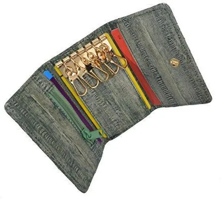 New Waterproof Eel Skin Leather Key Case Holder Credit Card Wallet