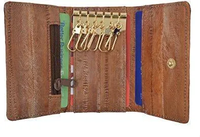 New Waterproof Eel Skin Leather Key Case Holder Credit Card Wallet