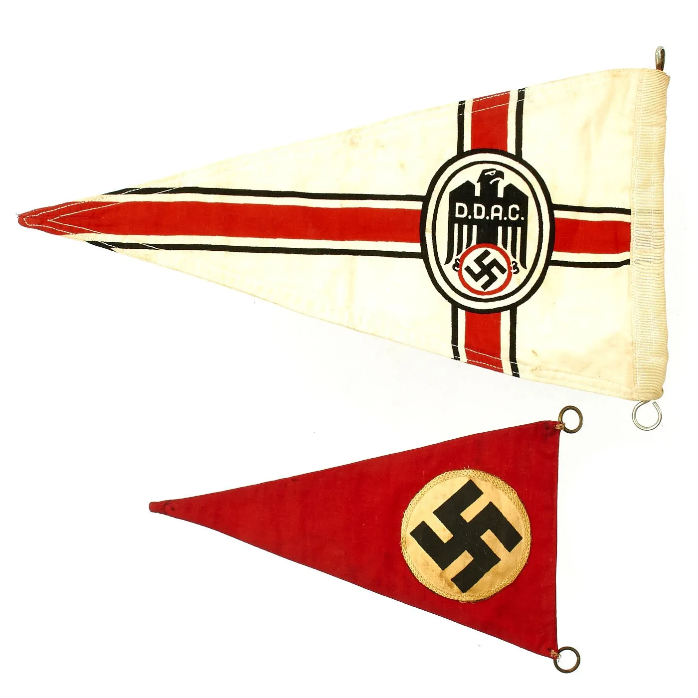 Original German WWII DDAC and NSDAP Vehicle Fender Pennant Flag Set - Der Deutsche Automobil Club