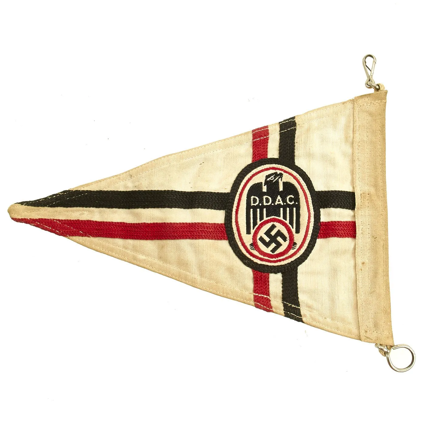 Original German WWII Rare D.D.A.C. Vehicle Fender Small Pennant Flag - Der Deutsche Automobil Club