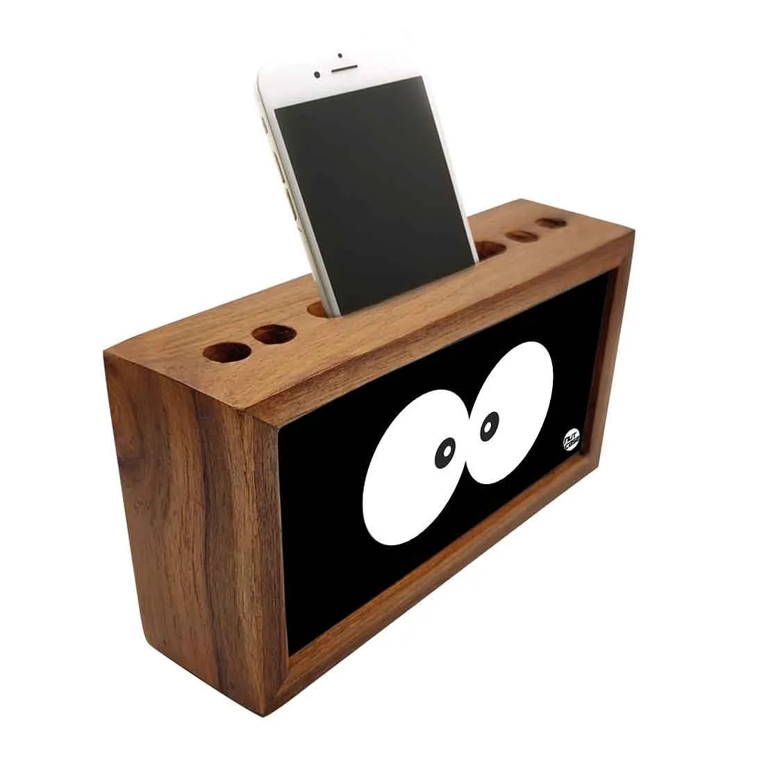 Pen Holder With Phone Stand Wooden Desk Organizer - Squint