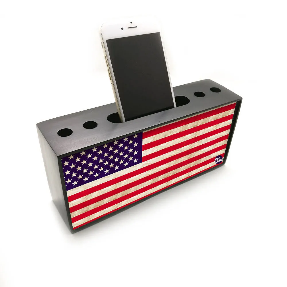 Pen Mobile Stand Holder Desk Organizer for Office - American Flag