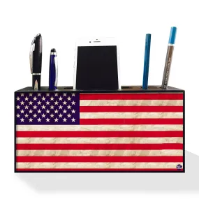 Pen Mobile Stand Holder Desk Organizer for Office - American Flag