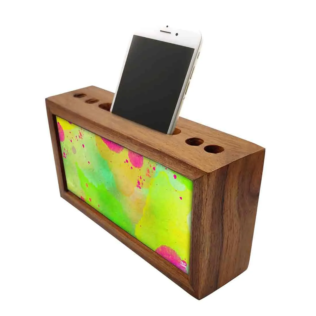 Pen Mobile Stand Holder Desk Organizer - Watercolors Paint Green