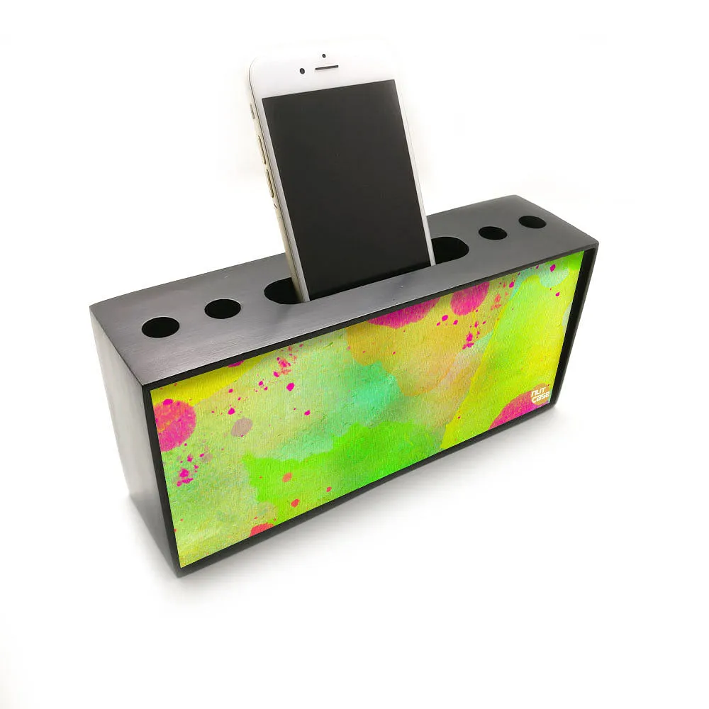 Pen Mobile Stand Holder Desk Organizer - Watercolors Paint Green