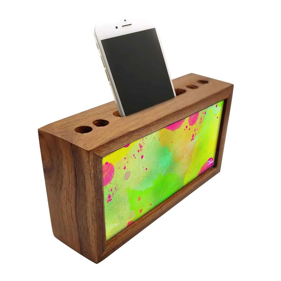 Pen Mobile Stand Holder Desk Organizer - Watercolors Paint Green