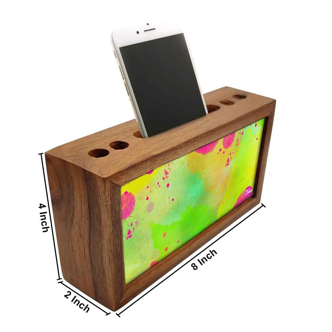 Pen Mobile Stand Holder Desk Organizer - Watercolors Paint Green