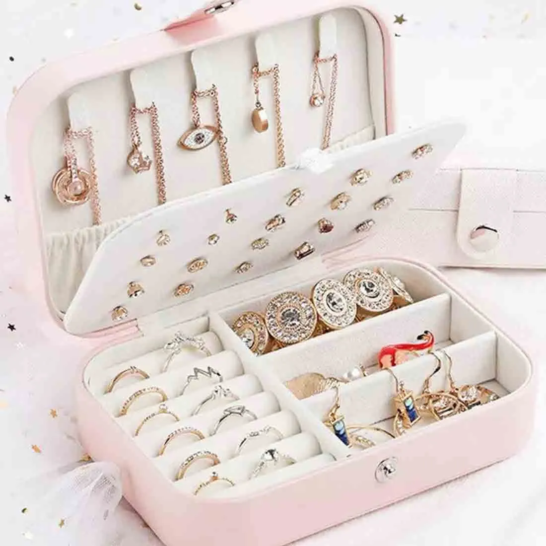 Personalised jewellery Box Organizer for Travel Storage Case for Rings Earrings and Pendants