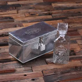 Personalized Whiskey Decanter And Metal Case With Lock