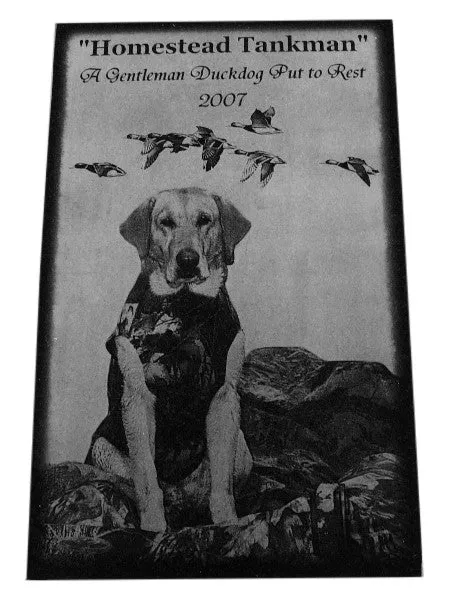 Pet Memorial-Granite Photo Engraved 10 x16 x 2  Custom Made in the USA