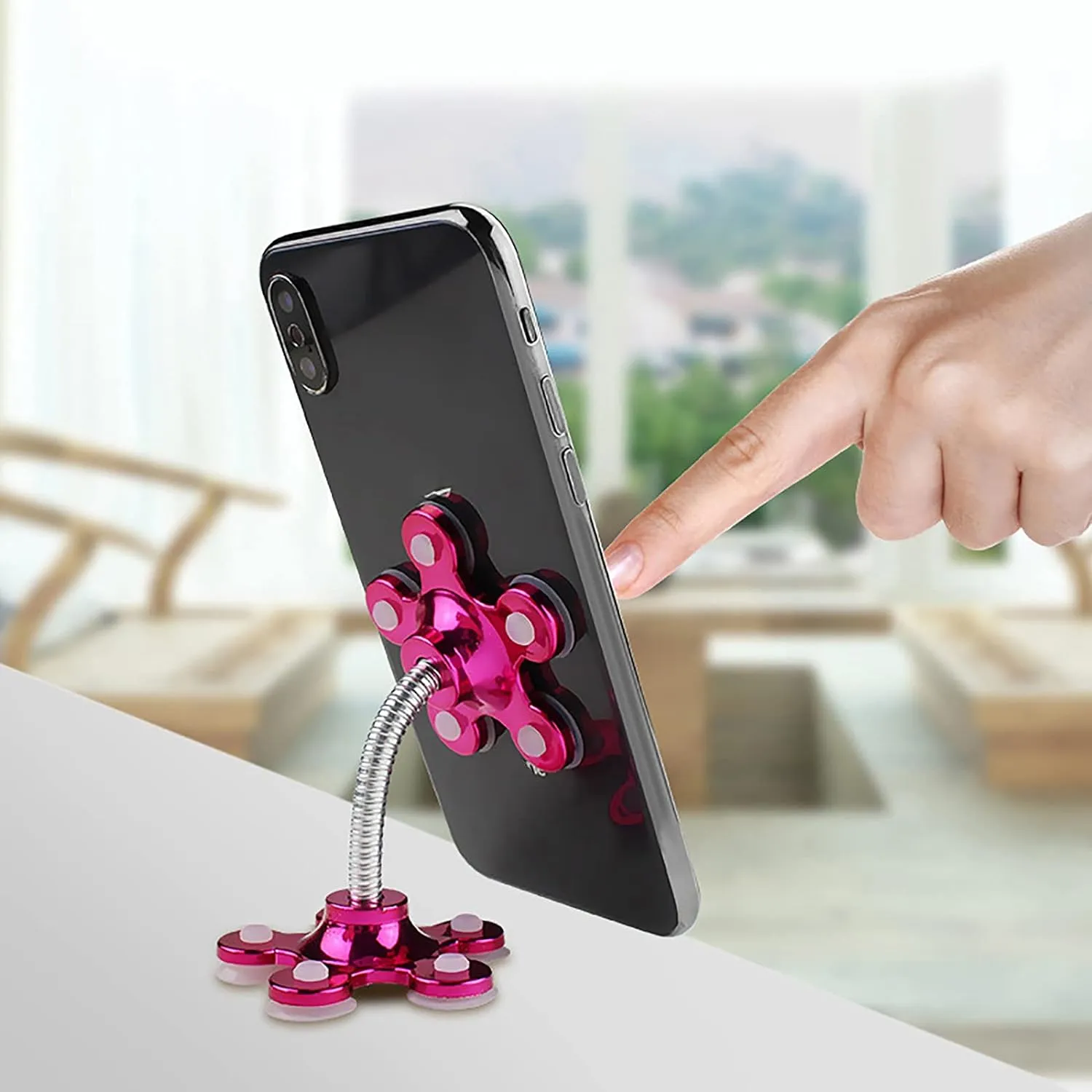 Phone Holder, 360°Rotatable Phone Stand Multi-Function Double-Sided Suction Cup Mobile Phone Holder  vip stand( MOQ :- 6 Pc )