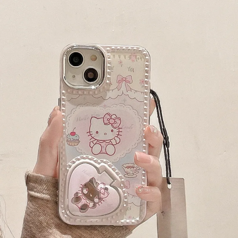 Pink Flip Mirror Kitty Phone Case KI559