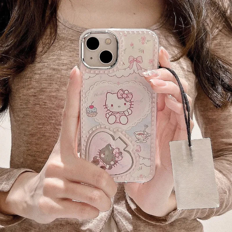 Pink Flip Mirror Kitty Phone Case KI559