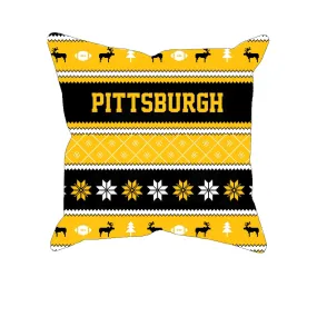 Pittsburgh Ugly Christmas Football Fan Pillow, Unique Custom Decor Gift Pillows for Football fans, Pillow Gifts for Men and Women