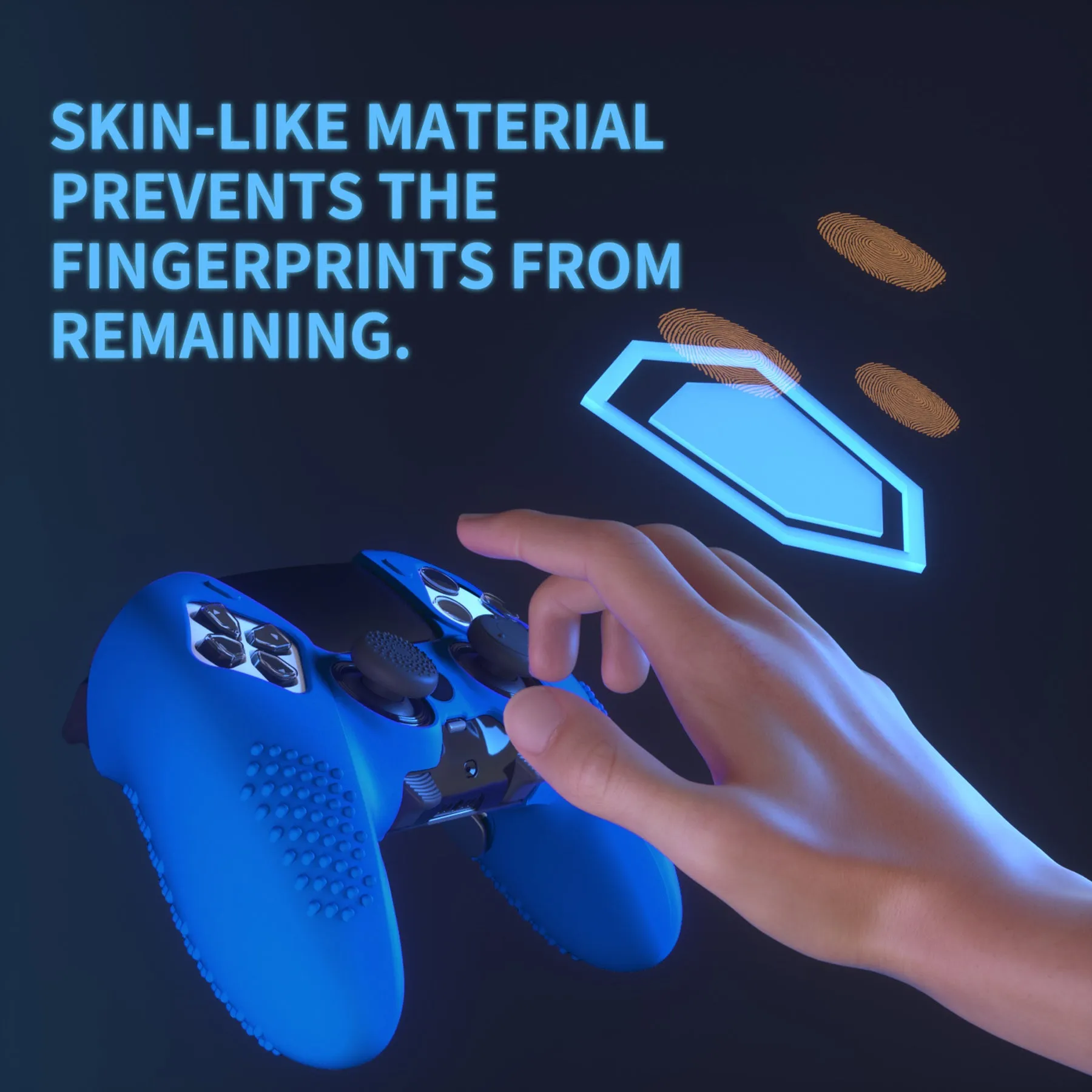 PlayVital 3D Studded Edition Anti-Slip Silicone Cover Case for ps5 Edge Controller, Soft Rubber Protector Skin for ps5 Edge Wireless Controller with 6 Thumb Grip Caps - Blue - ETPFP009