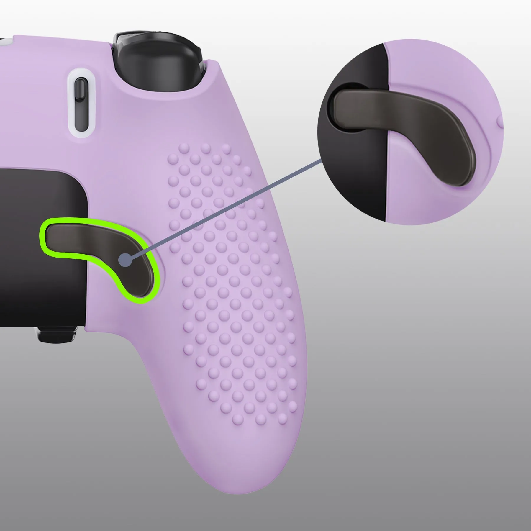 PlayVital 3D Studded Edition Anti-Slip Silicone Cover Case for ps5 Edge Controller, Soft Rubber Protector Skin for ps5 Edge Wireless Controller with 6 Thumb Grip Caps - Mauve Purple - ETPFP011