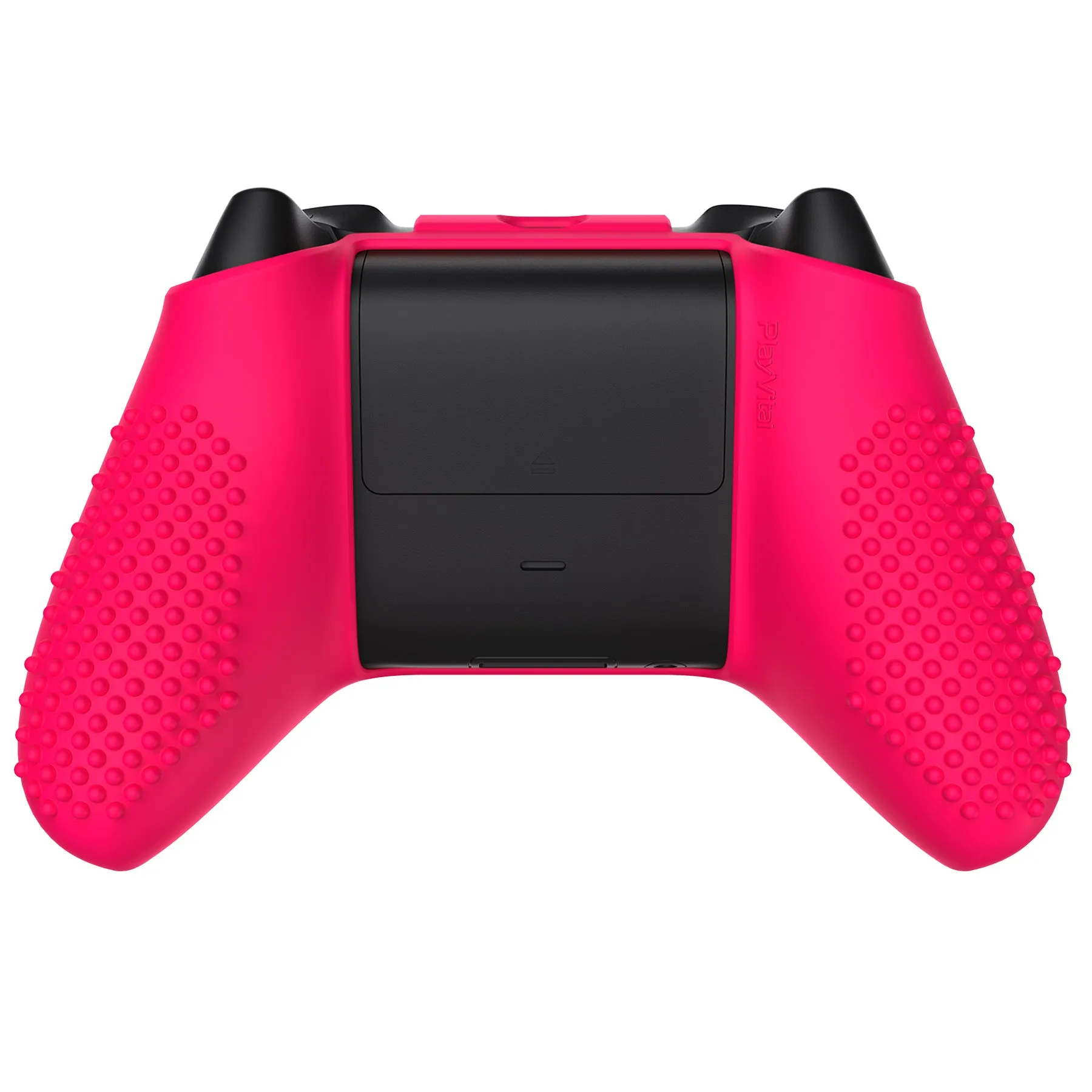 PlayVital Bright Pink 3D Studded Edition Anti-slip Silicone Cover Skin for Xbox Series X Controller, Soft Rubber Case Protector for Xbox Series S Controller with 6 Black Thumb Grip Caps - SDX3019