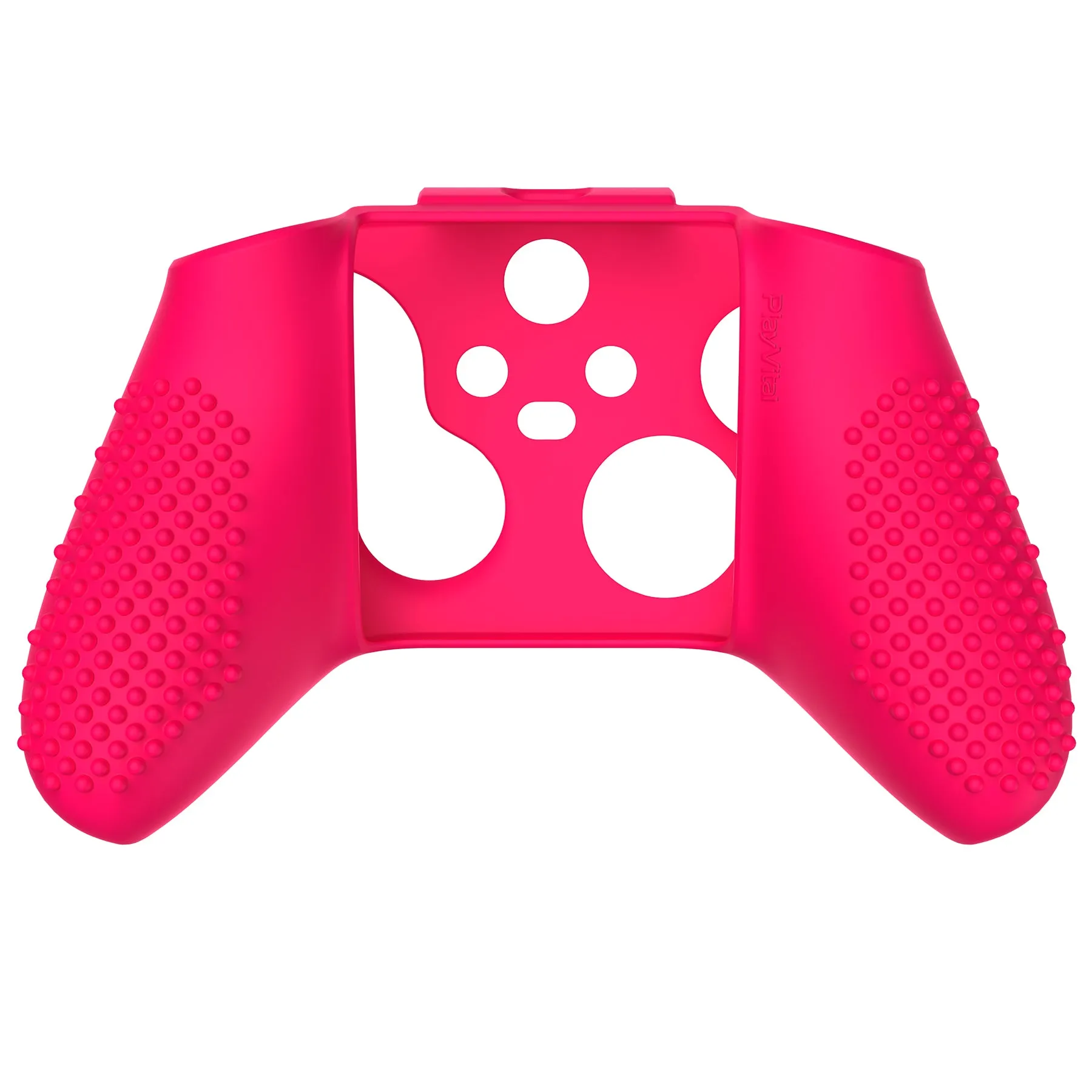 PlayVital Bright Pink 3D Studded Edition Anti-slip Silicone Cover Skin for Xbox Series X Controller, Soft Rubber Case Protector for Xbox Series S Controller with 6 Black Thumb Grip Caps - SDX3019