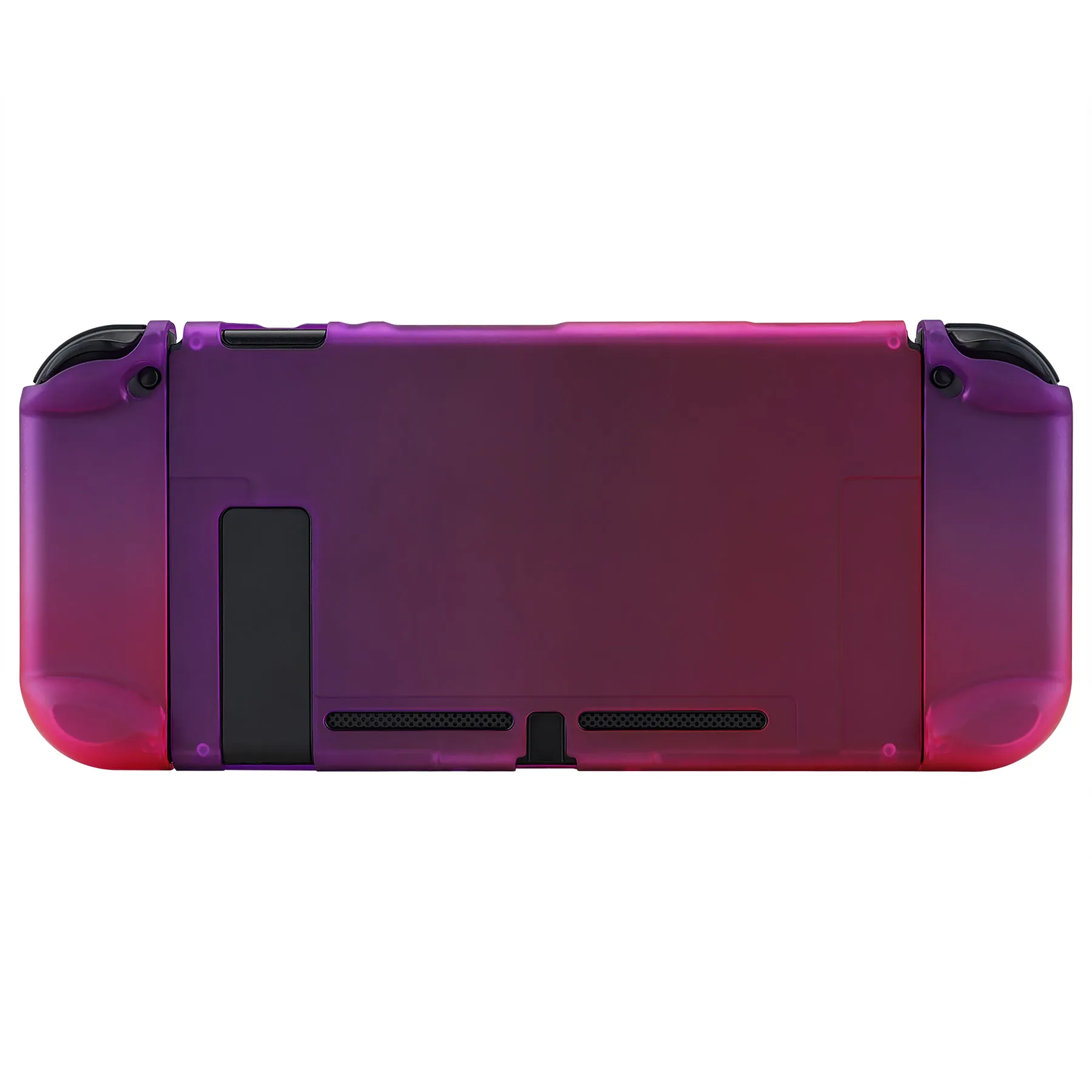 PlayVital Clear Atomic Purple Rose Red Back Cover for NS Switch Console, NS Joycon Handheld Controller Separable Protector Hard Shell, Soft Touch Customized Dockable Protective Case for NS Switch - NTP345