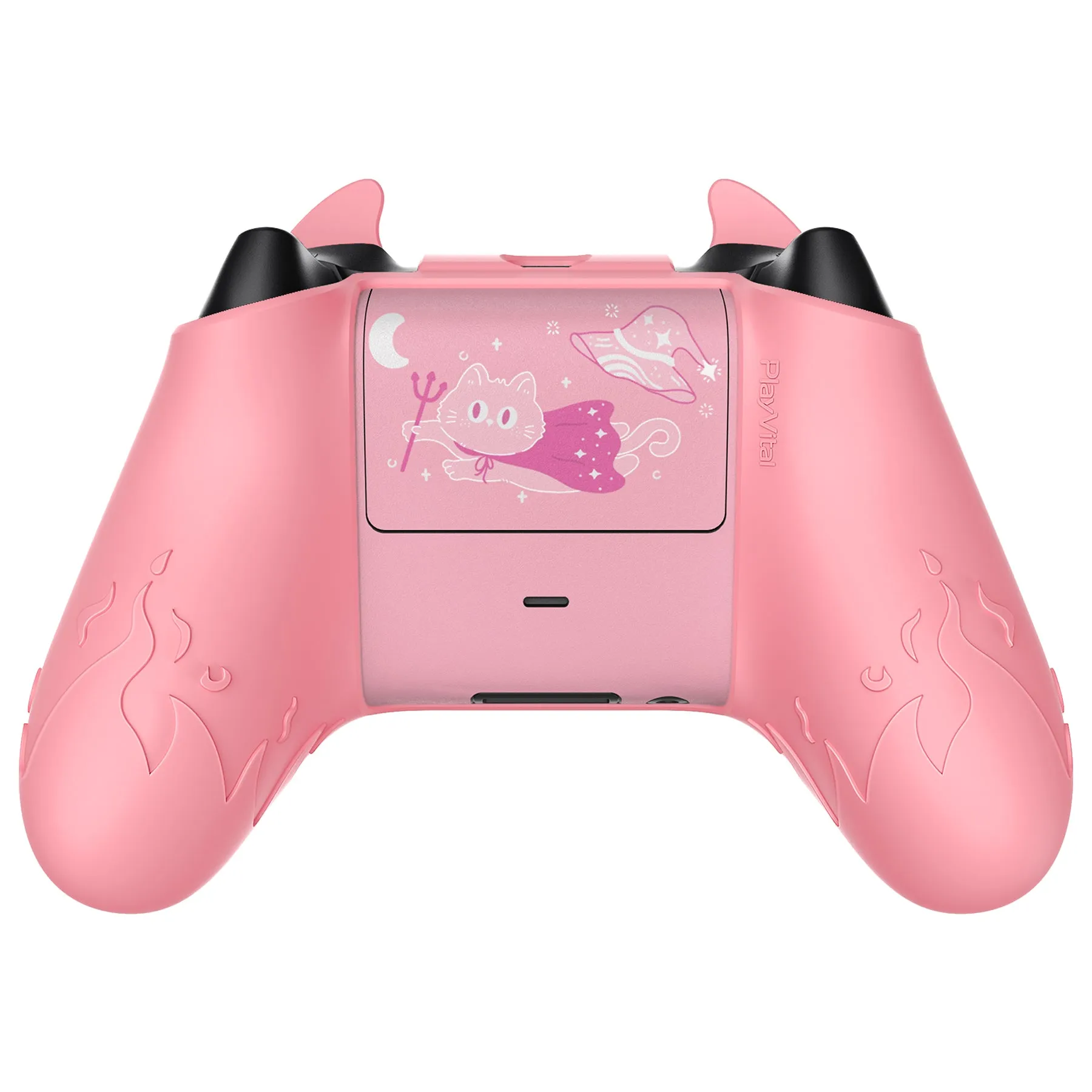 PlayVital Cute Demon Silicone Cover with Thumb Grip Caps for Xbox Series X/S Controller & Xbox Core Wireless Controller - Pink - PUKX3P005