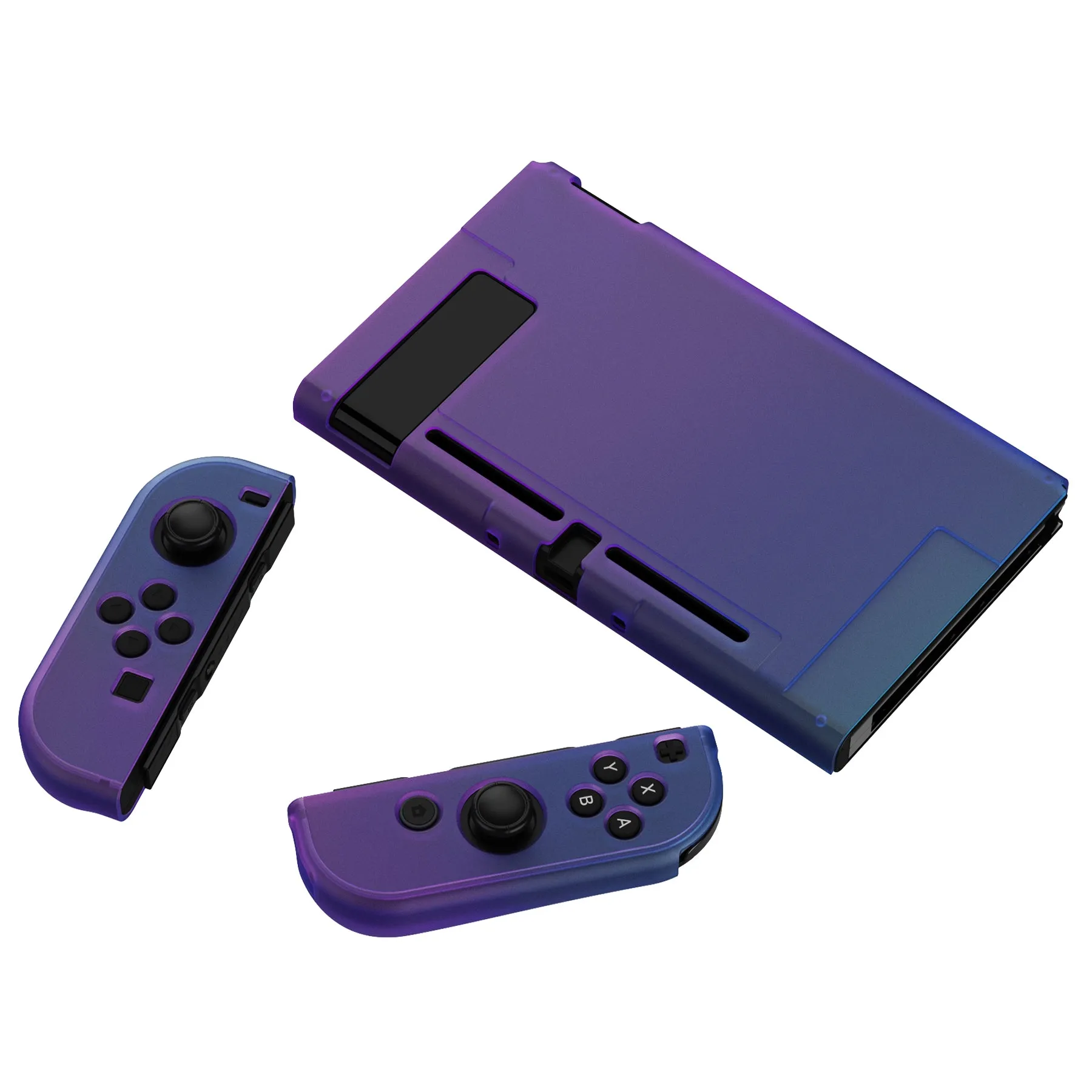 PlayVital Gradient Translucent Bluebell Cover for NS Switch Console, NS Joycon Handheld Controller Separable Protector Hard Shell, Customized Dockable Protective Case for NS Switch - NTP347V2