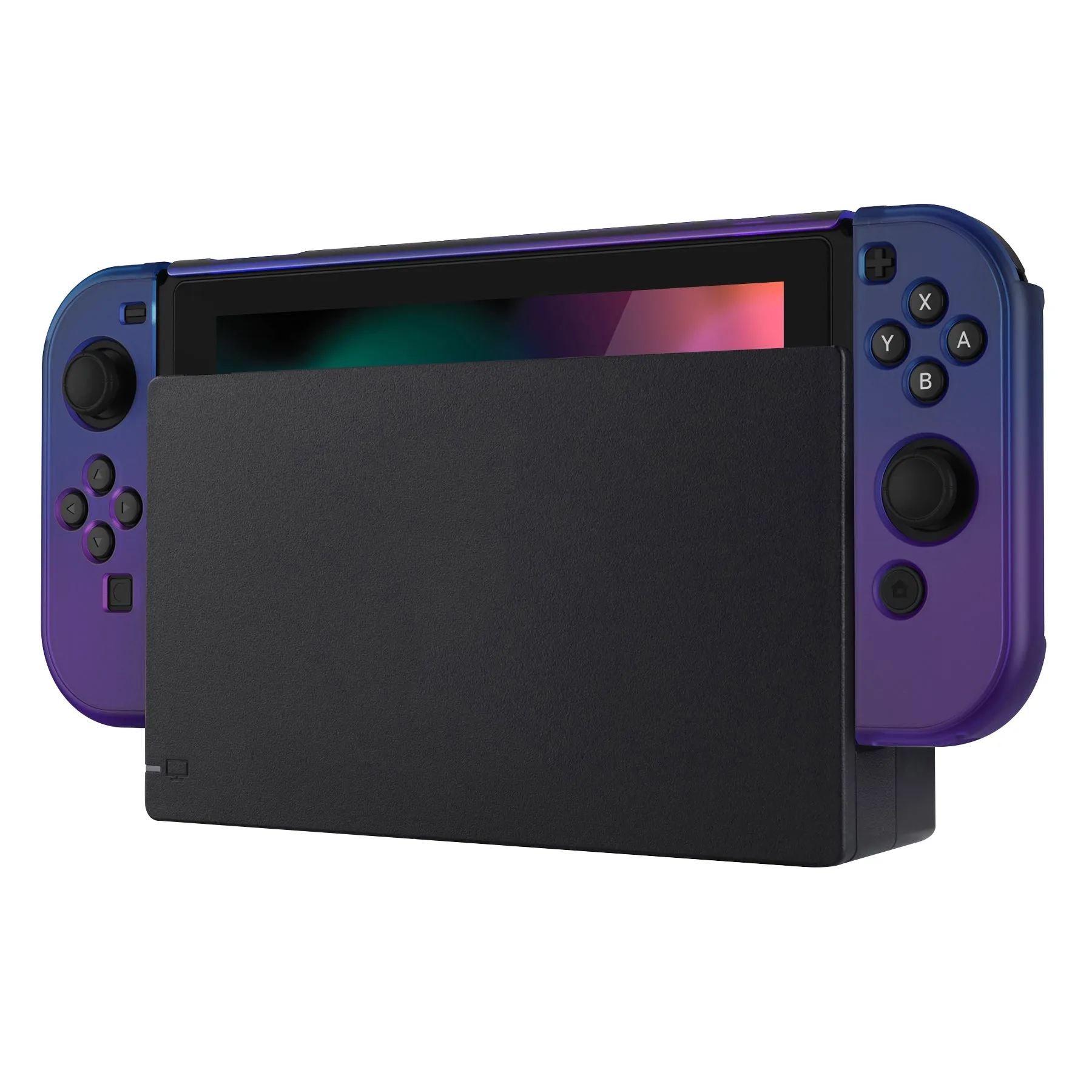 PlayVital Gradient Translucent Bluebell Cover for NS Switch Console, NS Joycon Handheld Controller Separable Protector Hard Shell, Customized Dockable Protective Case for NS Switch - NTP347V2