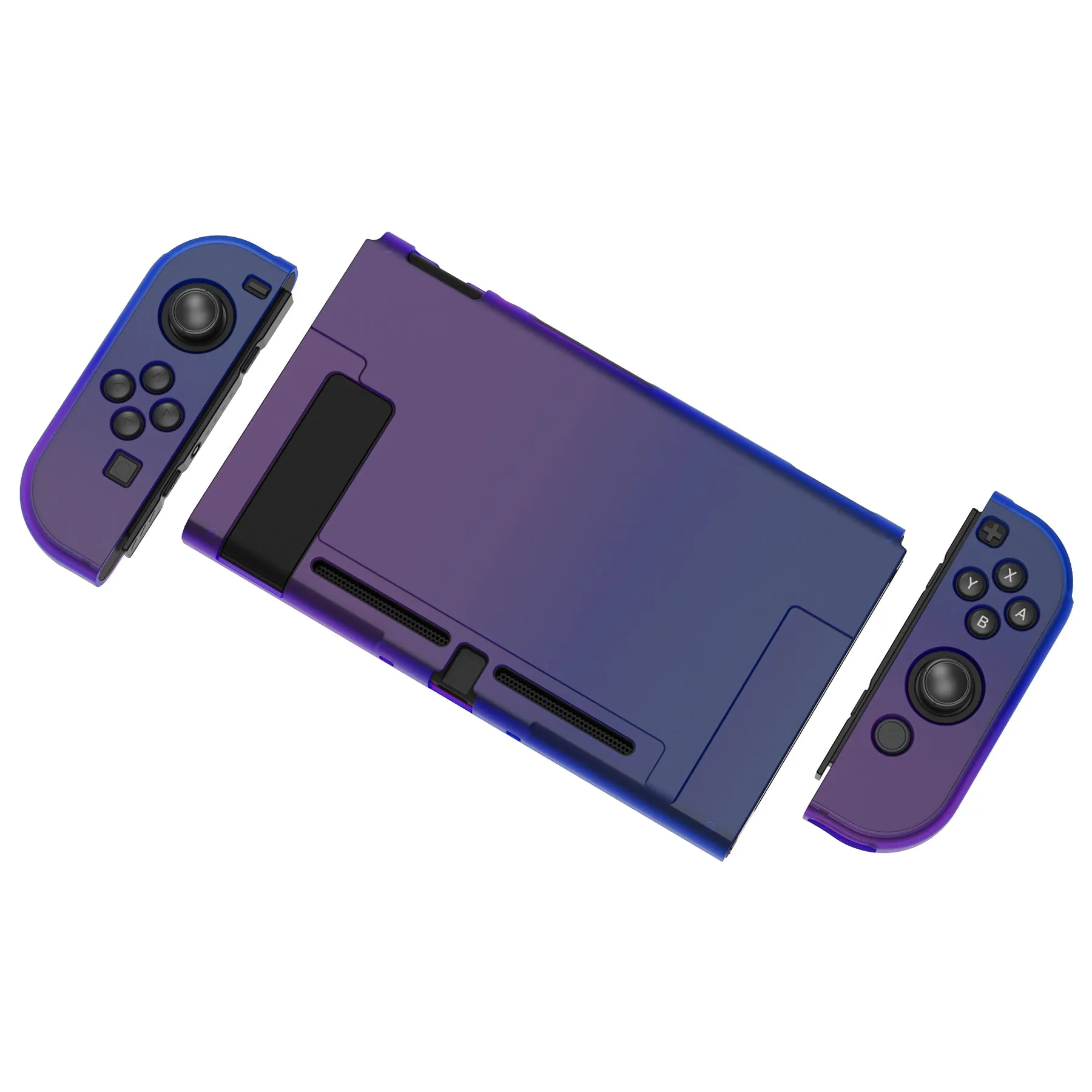 PlayVital Gradient Translucent Bluebell Cover for NS Switch Console, NS Joycon Handheld Controller Separable Protector Hard Shell, Customized Dockable Protective Case for NS Switch - NTP347V2