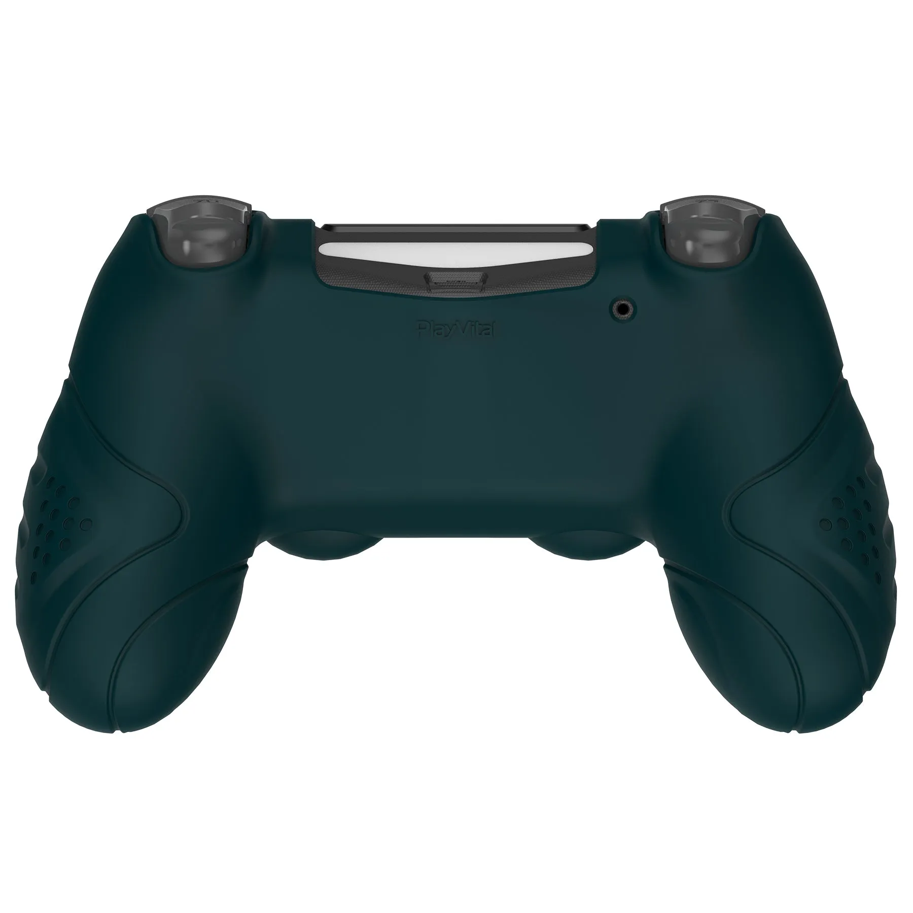 PlayVital Guardian Edition Racing Green Ergonomic Soft Anti-Slip Controller Silicone Case Cover for ps4, Rubber Protector Skins with black Joystick Caps for PS4 Slim PS4 Pro Controller - P4CC0062