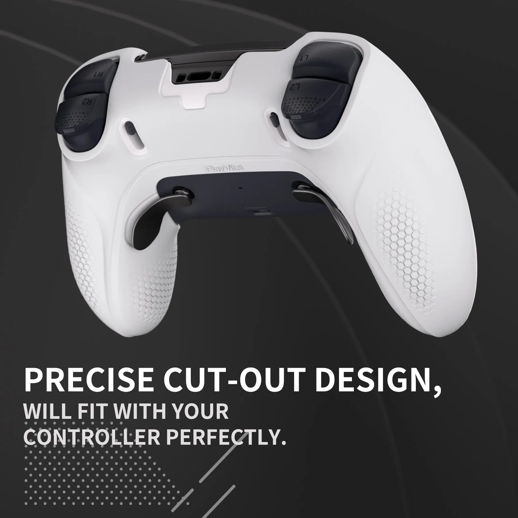 PlayVital Ninja Edition Anti-Slip Half-Covered Silicone Cover Skin for ps5 Edge Controller, Ergonomic Protector Soft Rubber Case for ps5 Edge Wireless Controller with Thumb Grip Caps - White - EYPFP002