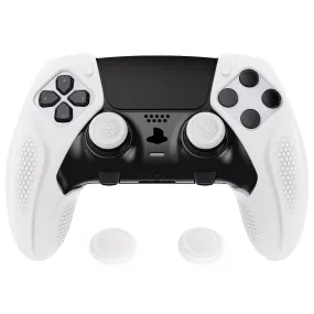 PlayVital Ninja Edition Anti-Slip Half-Covered Silicone Cover Skin for ps5 Edge Controller, Ergonomic Protector Soft Rubber Case for ps5 Edge Wireless Controller with Thumb Grip Caps - White - EYPFP002