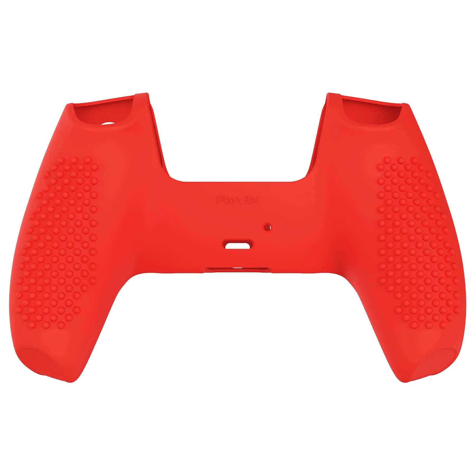 PlayVital Passion Red 3D Studded Edition Anti-Slip Silicone Cover Skin for PS5 Controller, Soft Rubber Case for PS5 Controller with 6 Black Thumb Grip Caps - TDPF014