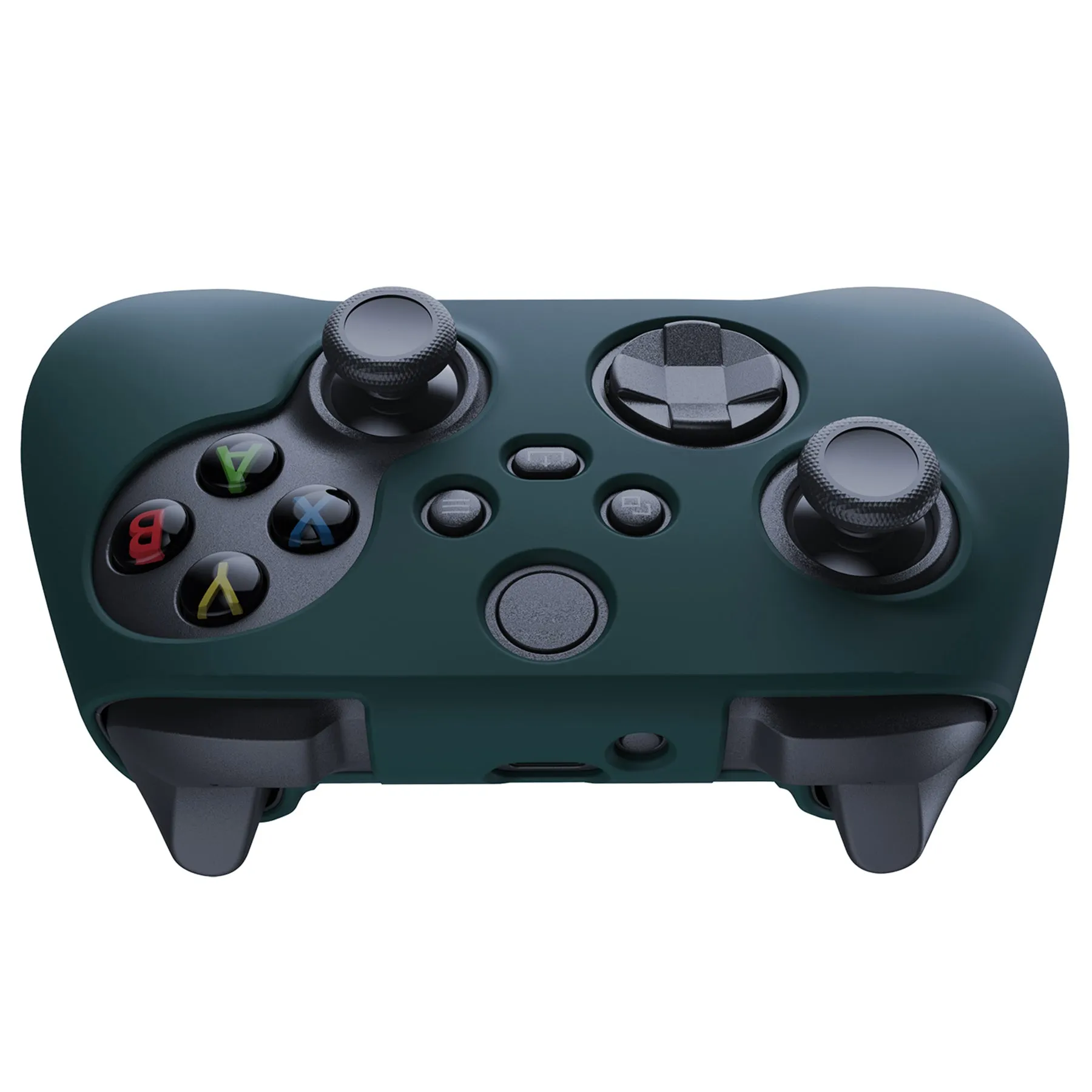 PlayVital Racing Green Pure Series Anti-Slip Silicone Cover Skin for Xbox Series X Controller, Soft Rubber Case Protector for Xbox Series S Controller with Black Thumb Grip Caps - BLX3004