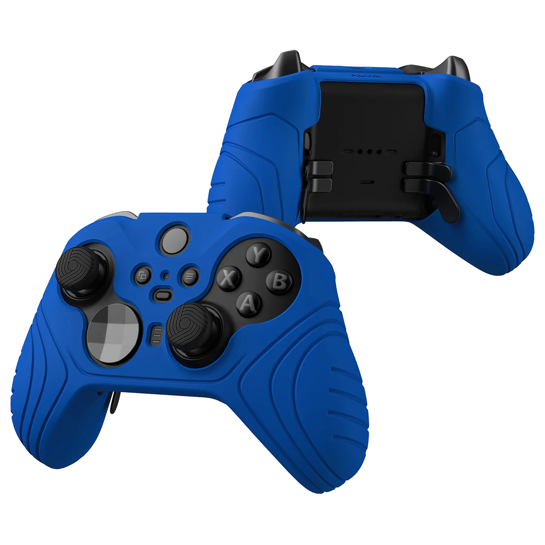 PlayVital Samurai Edition Anti Slip Silicone Case Cover for Xbox Elite Wireless Controller Series 2, Ergonomic Soft Rubber Skin Protector for Xbox Elite Series 2 with Thumb Grip Caps - Blue - XBE2M008