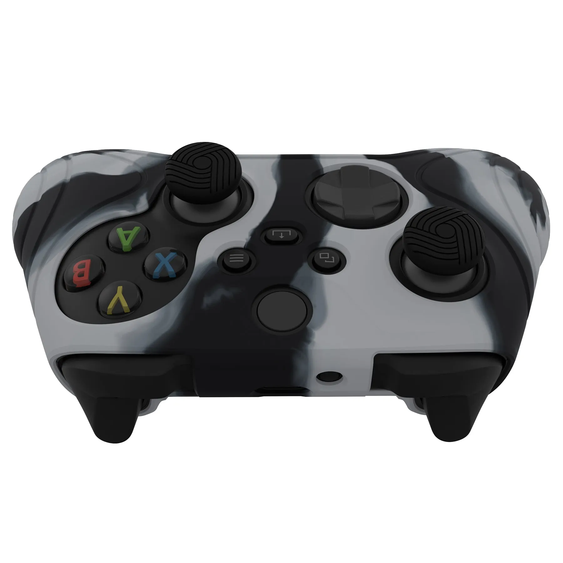 PlayVital Samurai Edition New Hope Gray & Black Anti-slip Controller Grip Silicone Skin, Ergonomic Soft Rubber Protective Case Cover for Xbox Series S/X Controller with Black Thumb Stick Caps - WAX3024