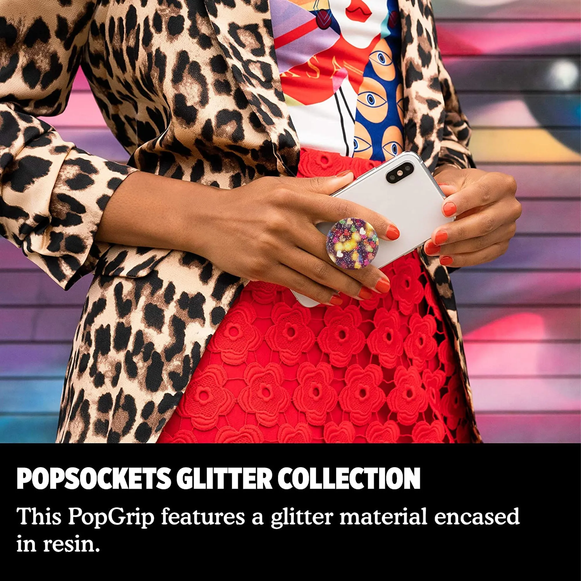 PopSockets Swappable Popgrip Premium - Glitter Bokeh Hearts